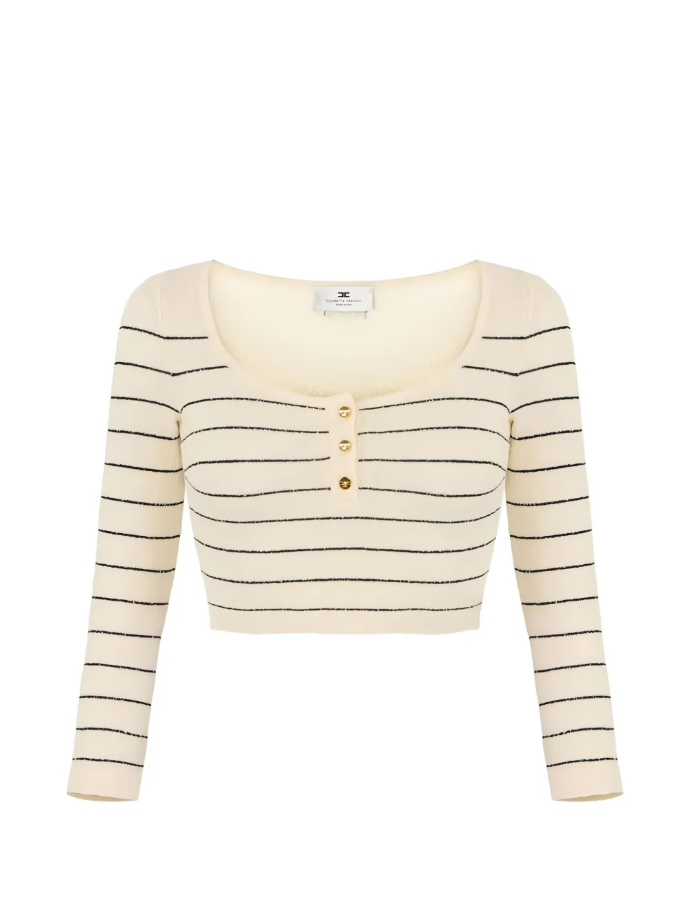 Elisabetta Franchi striped button-fastening crop jumper - Toni neutri