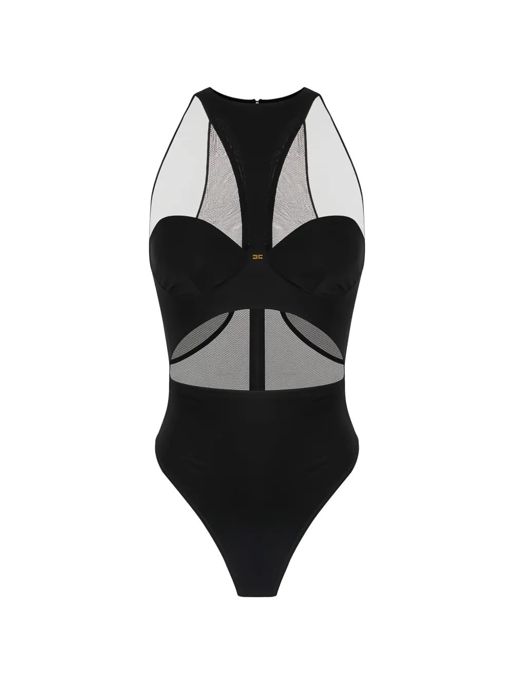 Elisabetta Franchi Body in tulle con cut-out - Nero