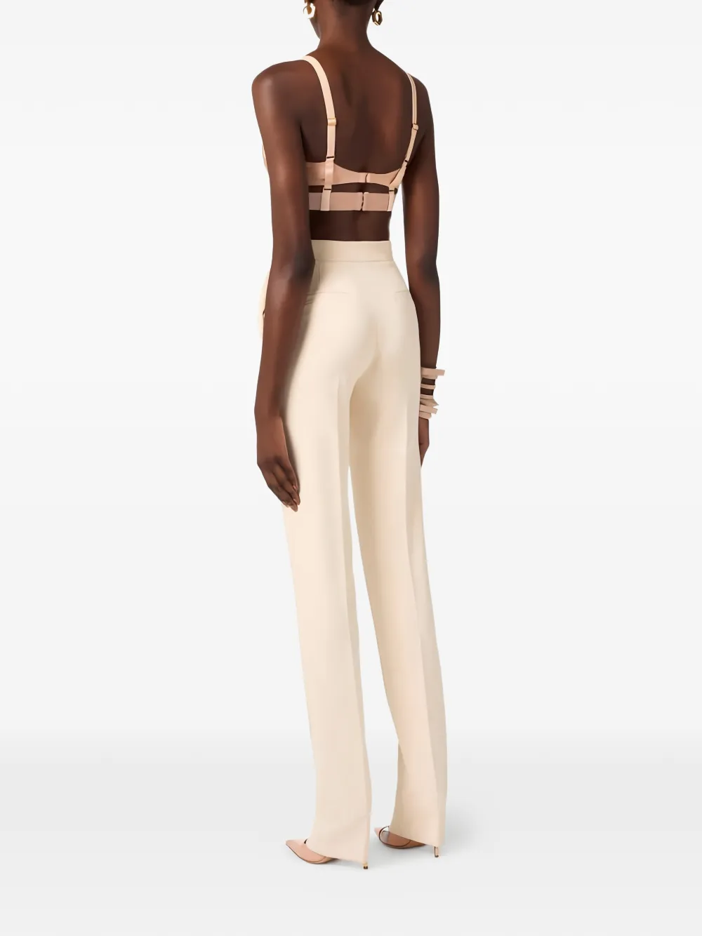  Elisabetta Franchi Tulle Logo Bra - Neutrals 