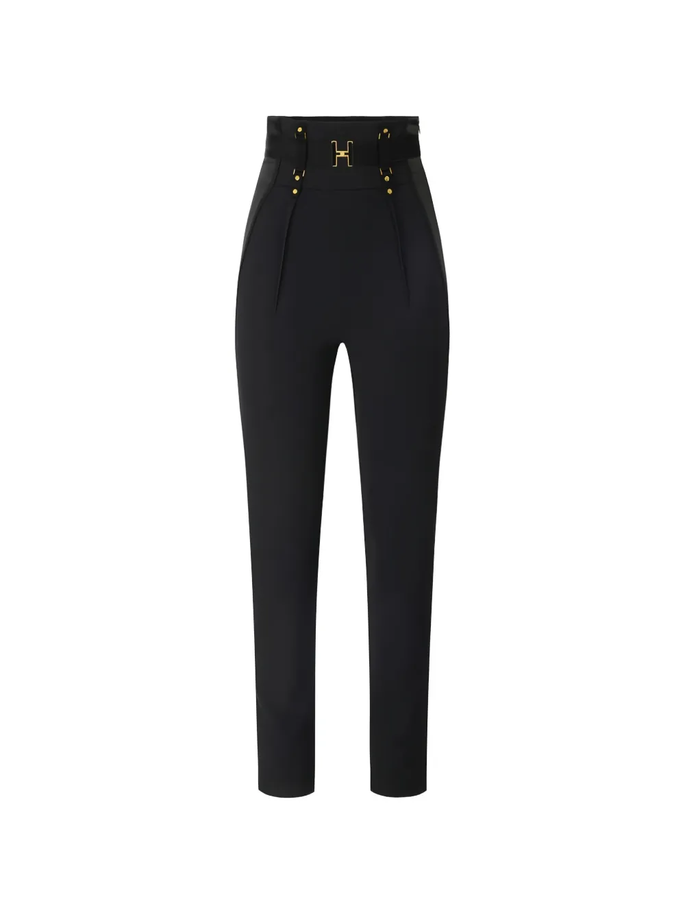 Elisabetta Franchi satin-inserts logo-belt trousers - Nero