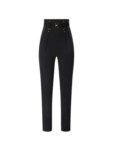 Elisabetta Franchi satin-inserts logo-belt trousers