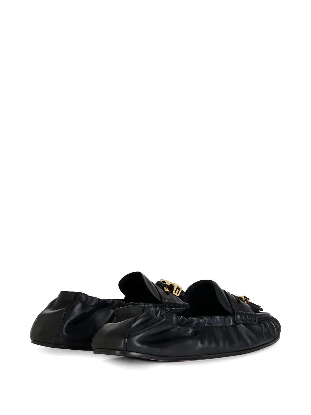 Elisabetta Franchi tassel logo nappa leather ballet flats Zwart