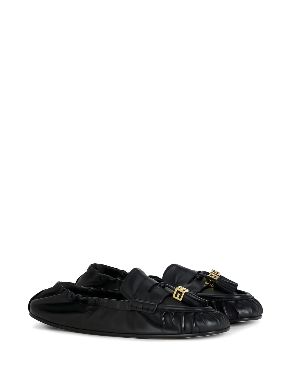 Elisabetta Franchi tassel logo nappa leather ballet flats Zwart