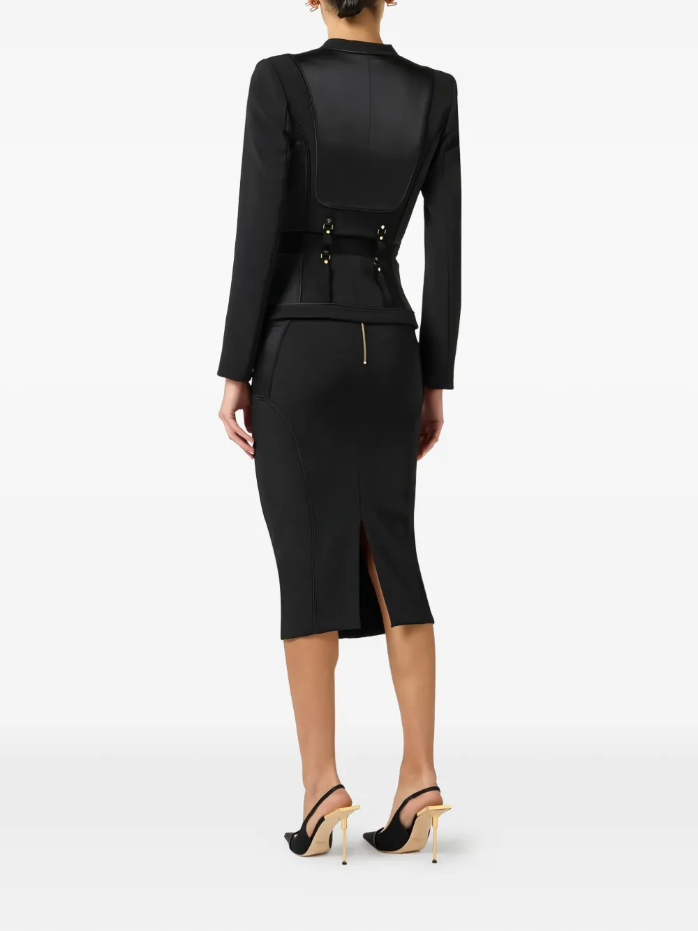 Elisabetta Franchi Bustier V-neck Jacket - Black 