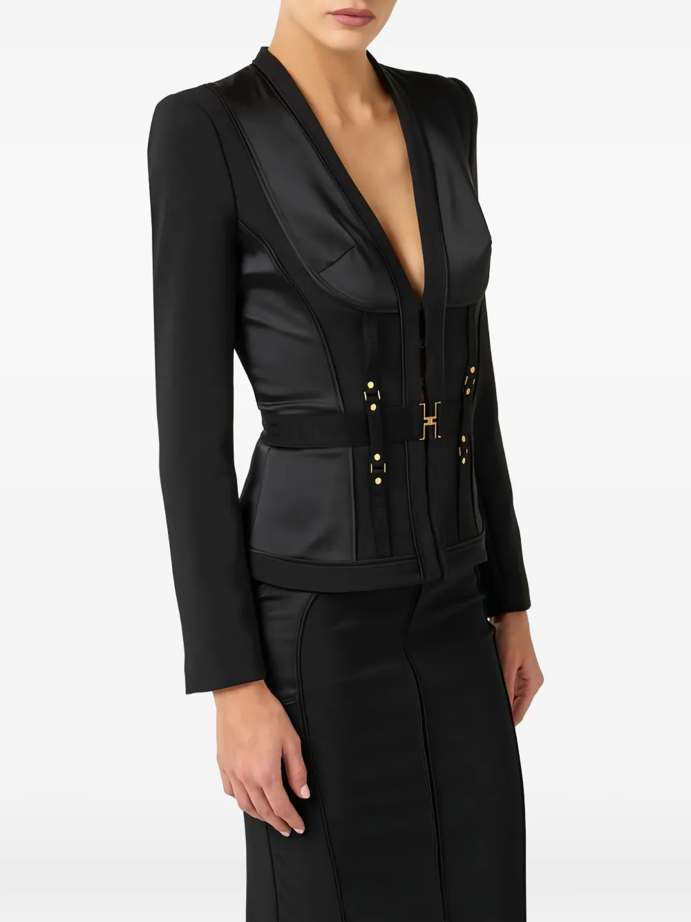 Elisabetta Franchi Bustier jack met V-hals Zwart