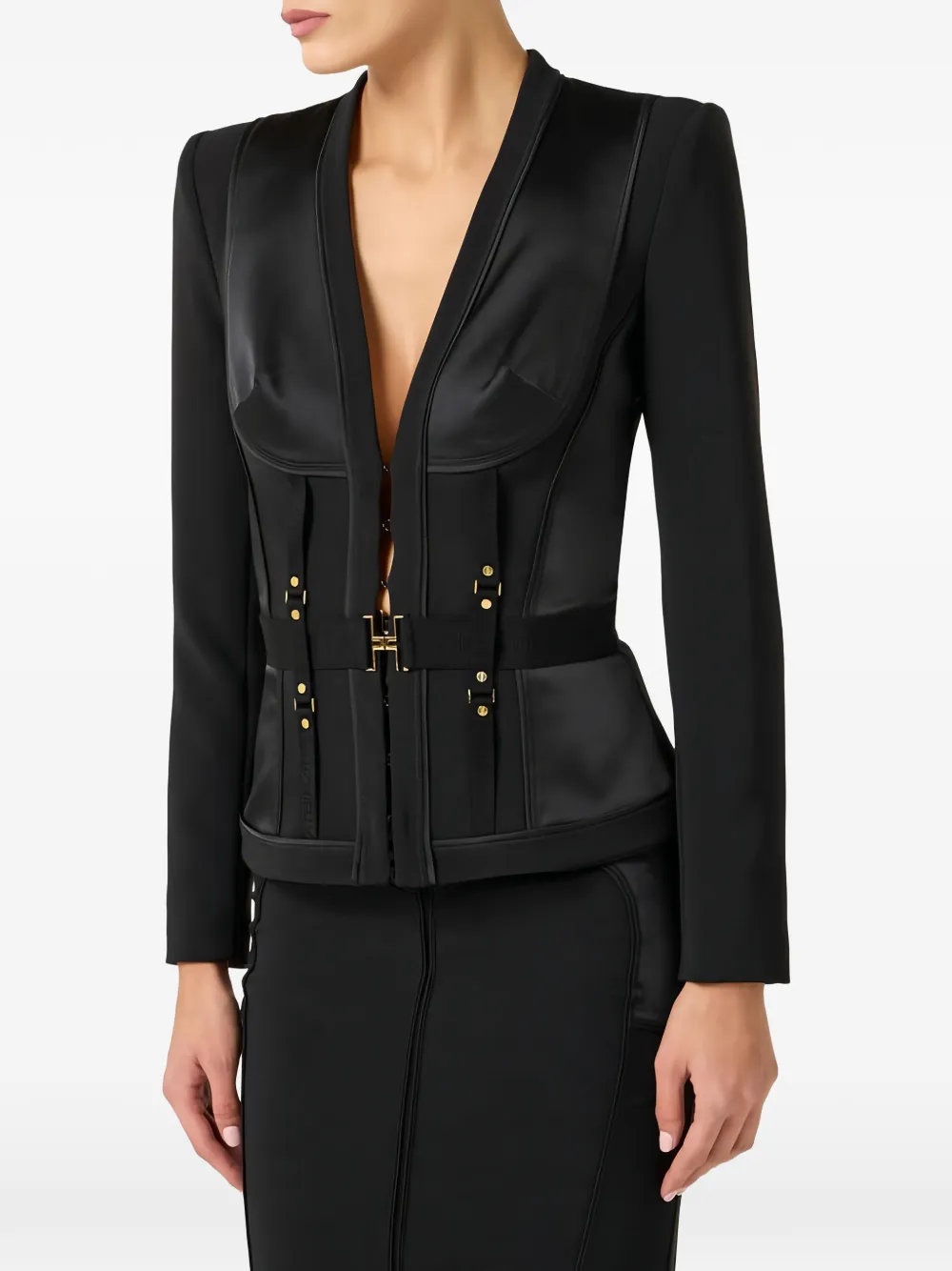 Elisabetta Franchi Bustier jack met V-hals Zwart