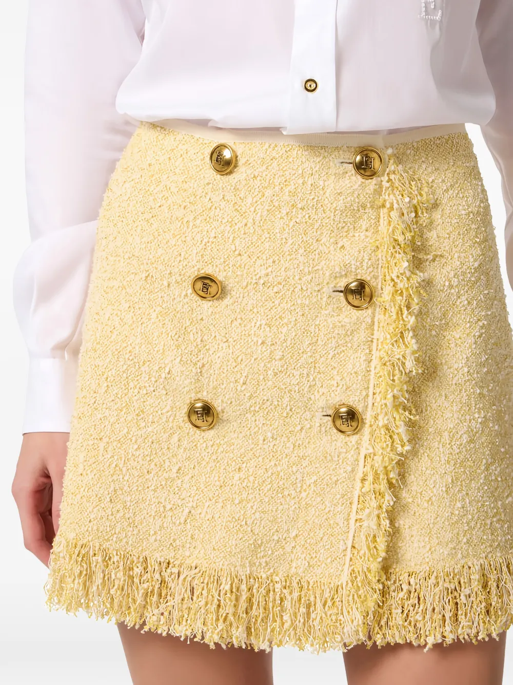Elisabetta Franchi Bouclé mini-rok Geel
