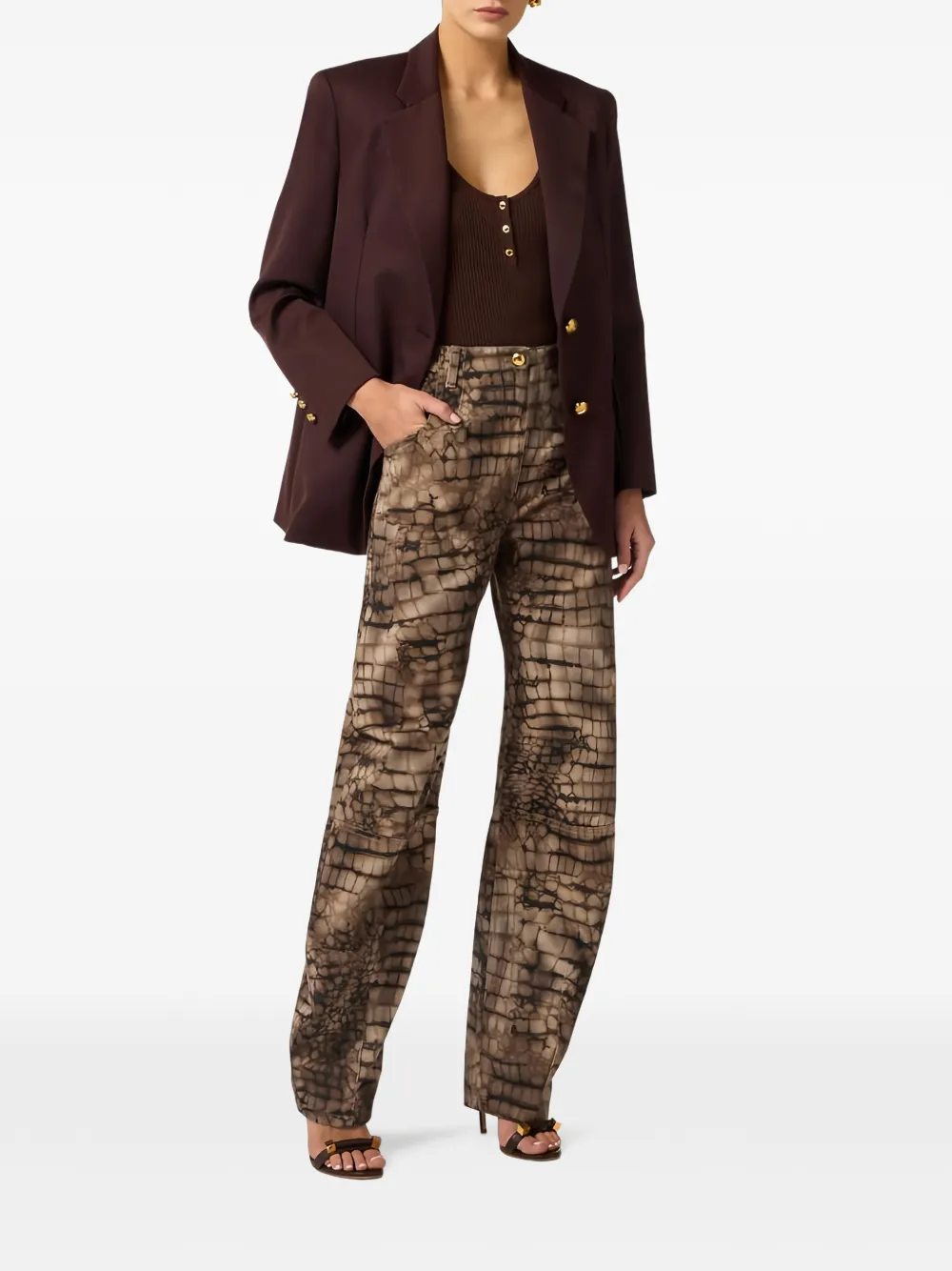 Jewel-Plaques Single-Breasted Blazer