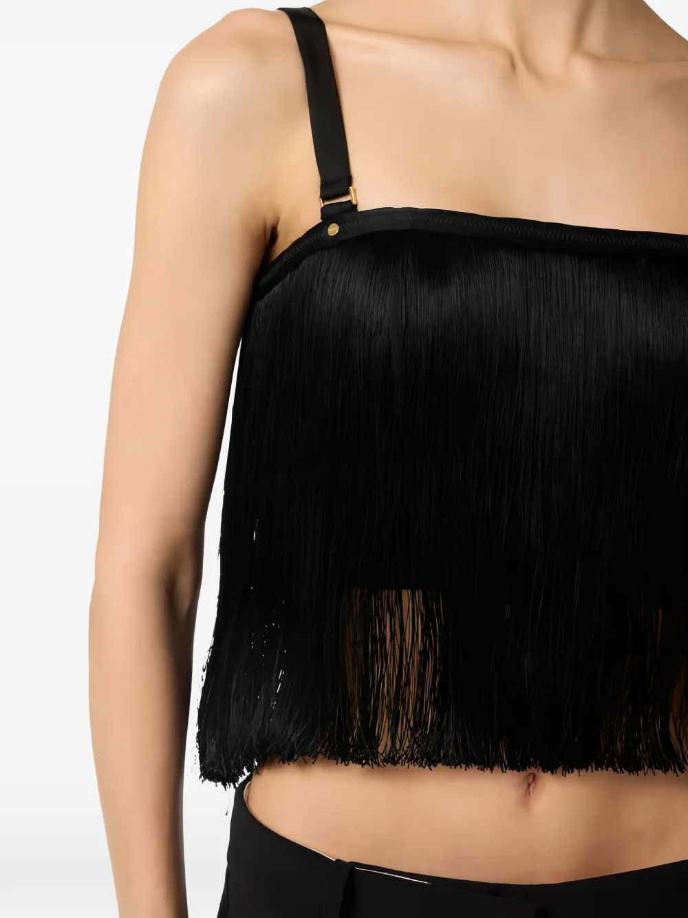 Elisabetta Franchi Tulen top met franje Zwart