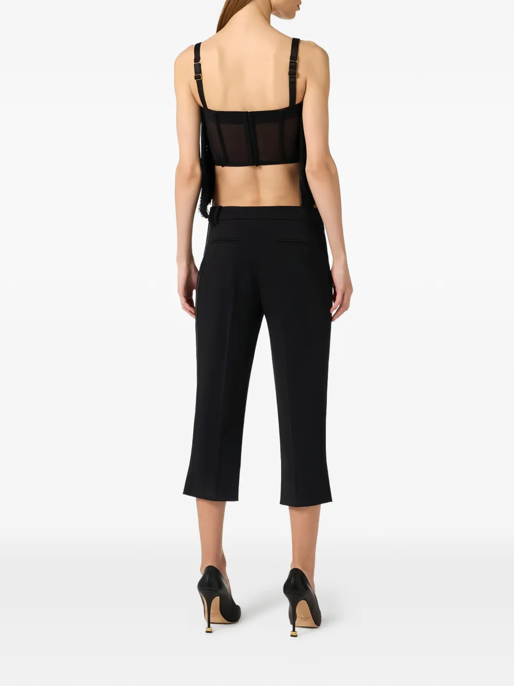  Elisabetta Franchi Fringe Bandeau Top - Black 