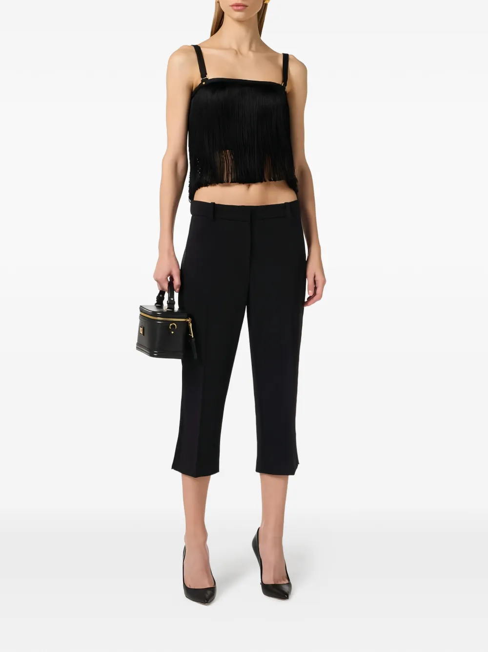  Elisabetta Franchi Fringe Bandeau Top - Black 