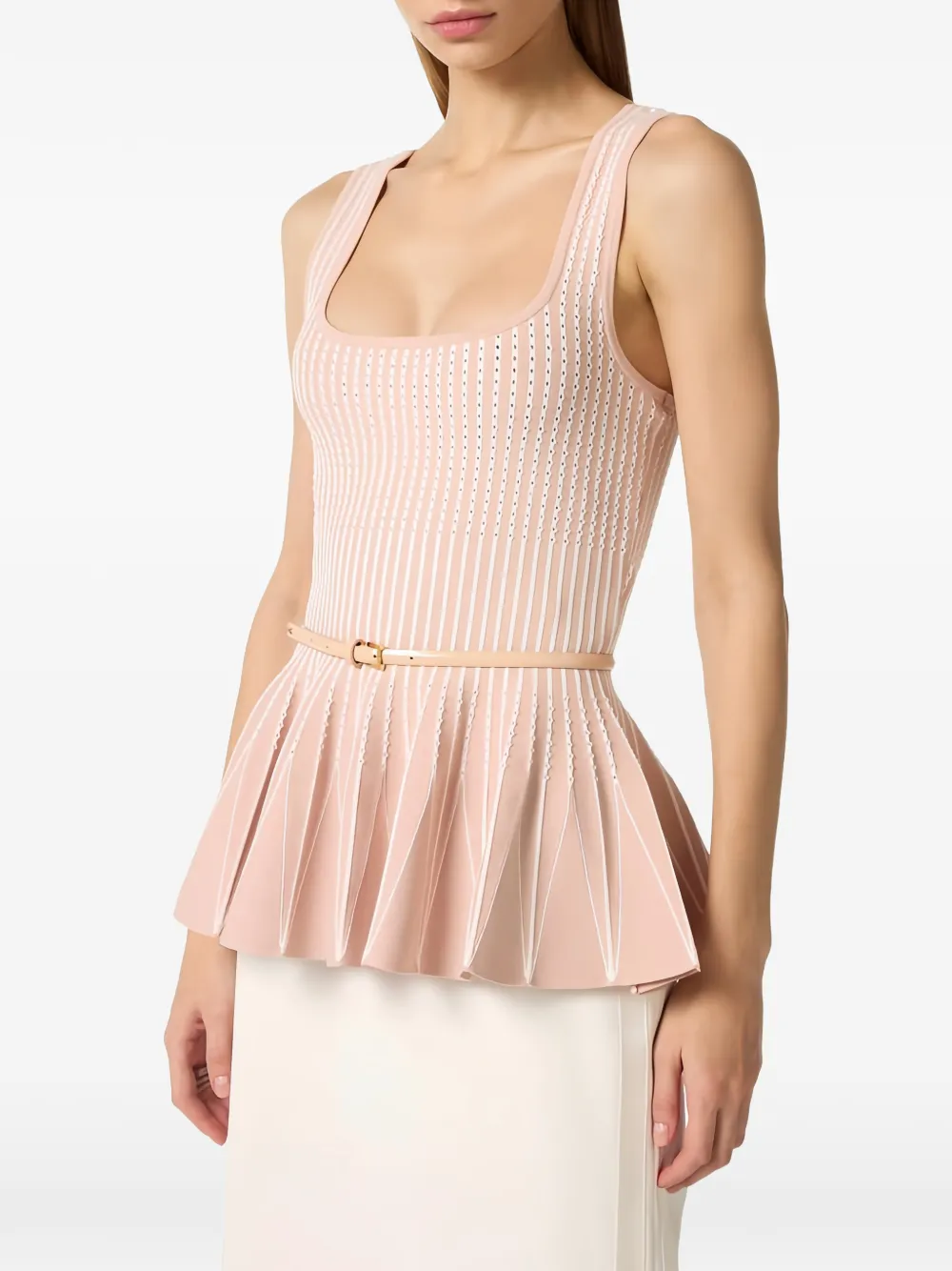 Elisabetta Franchi Tweekleurige geplooide top Roze