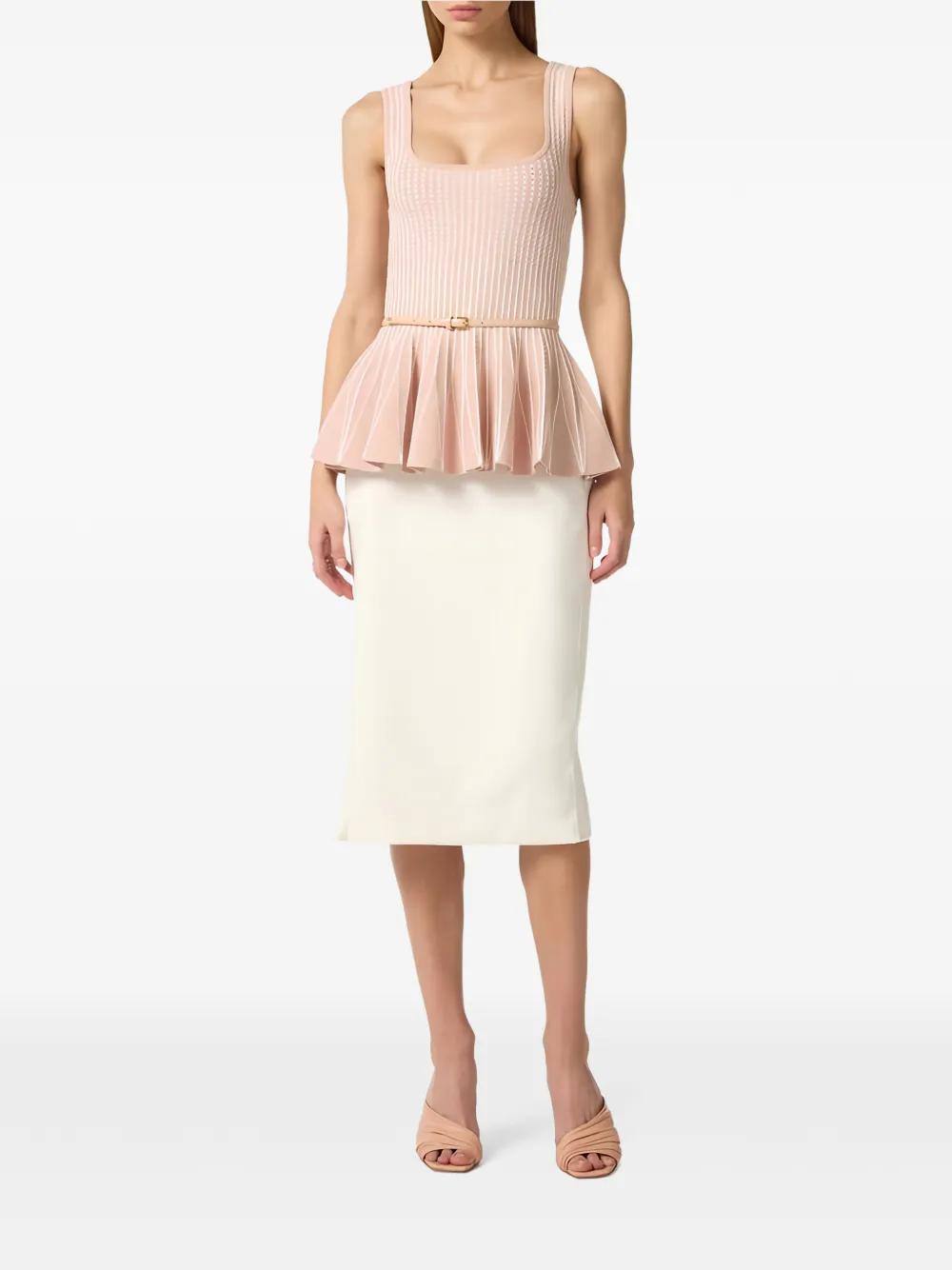  Elisabetta Franchi Pleated Two-tone Top - Pink 