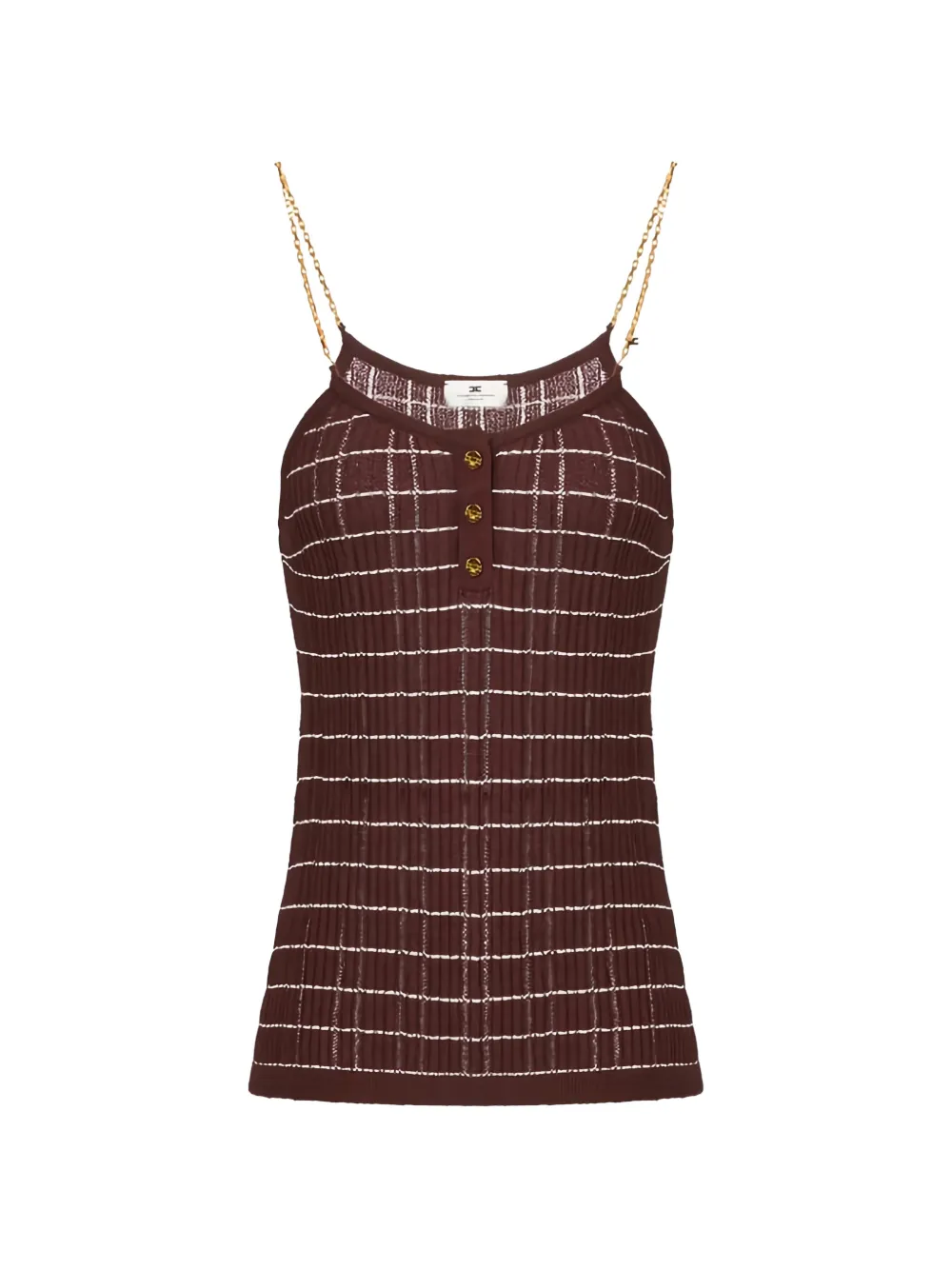 Elisabetta Franchi metal chain striped knitted tank top - Marrone
