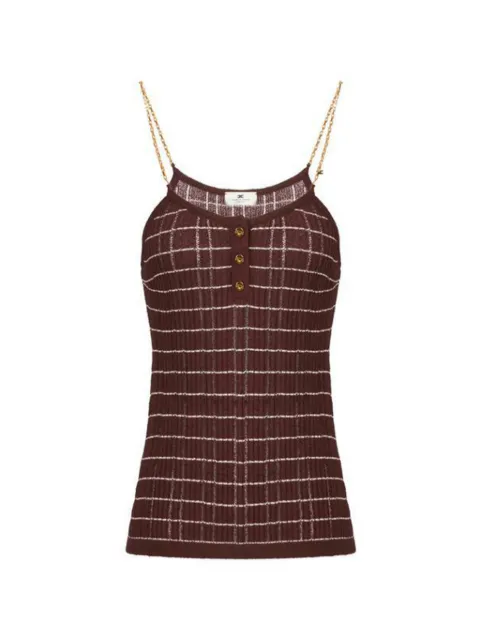 Elisabetta Franchi metal chain striped knitted tank top