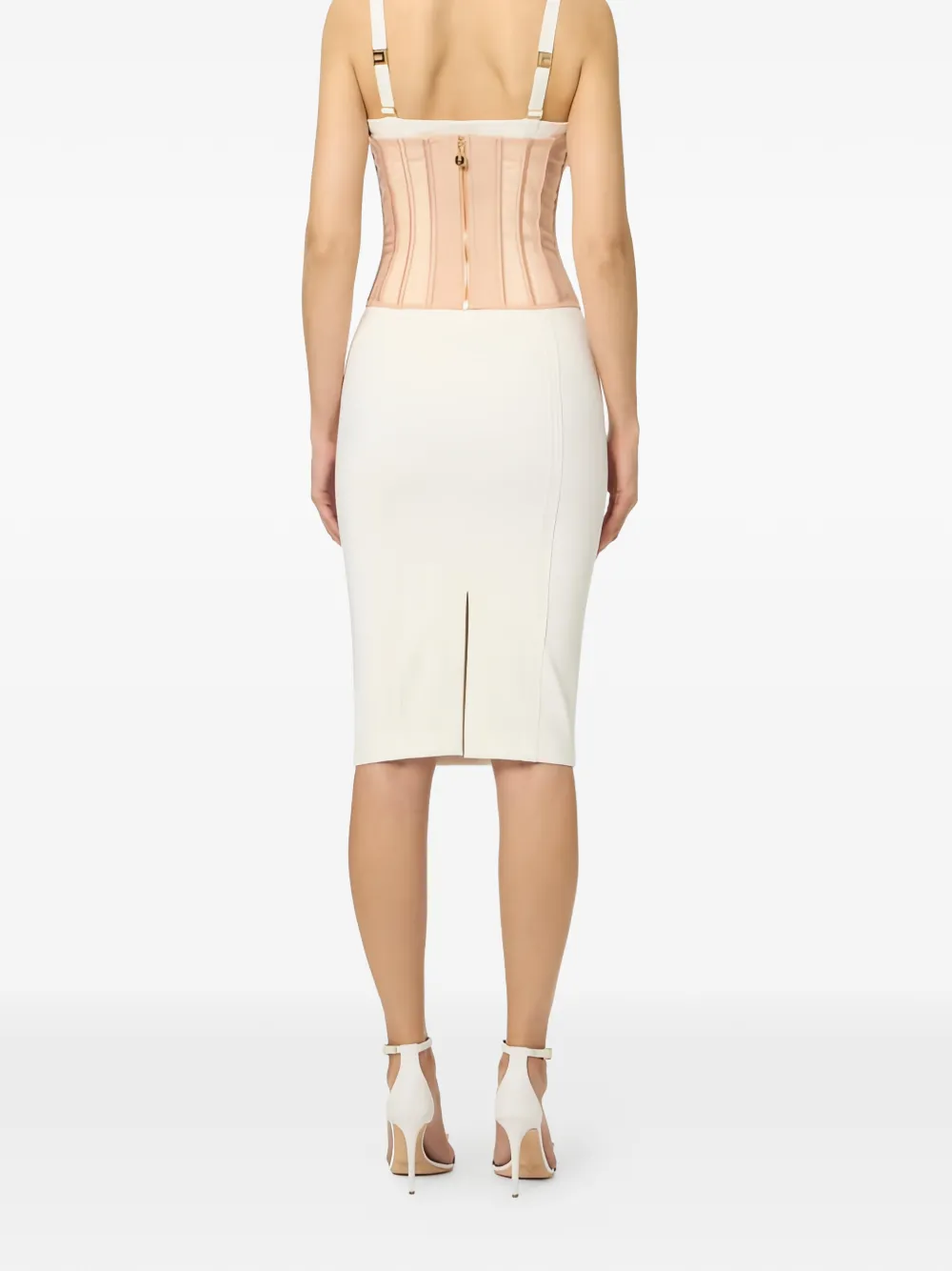  Elisabetta Franchi Geometric Cuts Bustier Top - Neutrals 