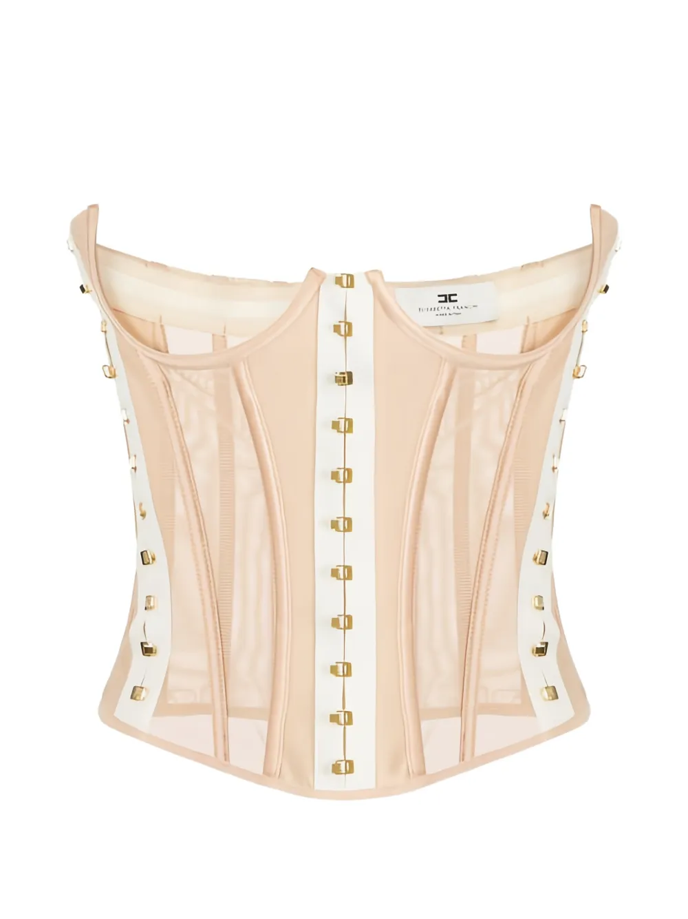 Elisabetta Franchi geometric cuts bustier top - Toni neutri