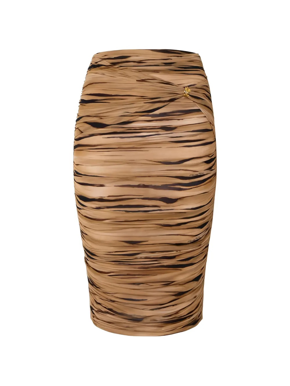 Elisabetta Franchi tiger-print jewel midi skirt - Toni neutri