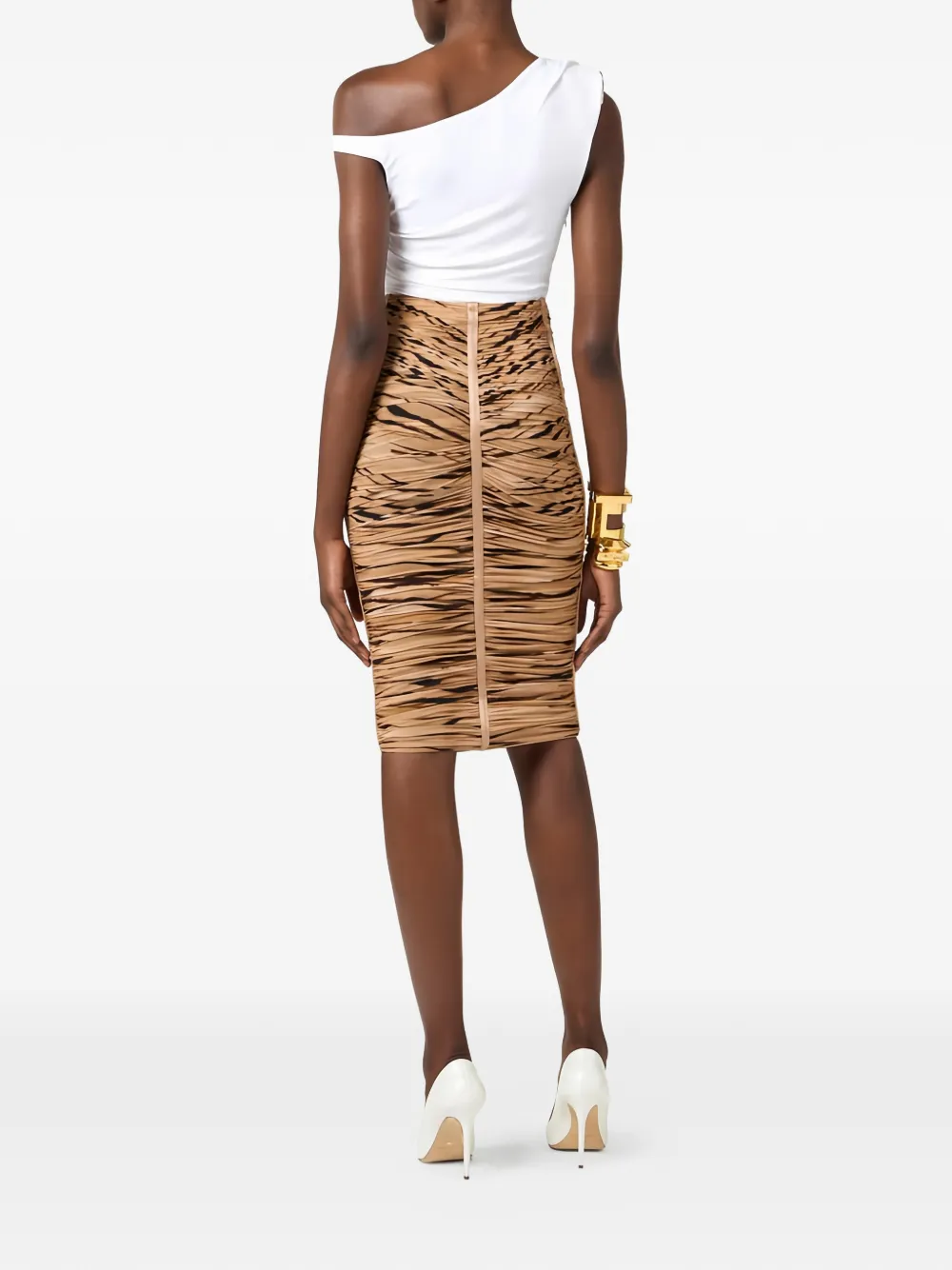 Tiger-Print Jewel Midi Skirt