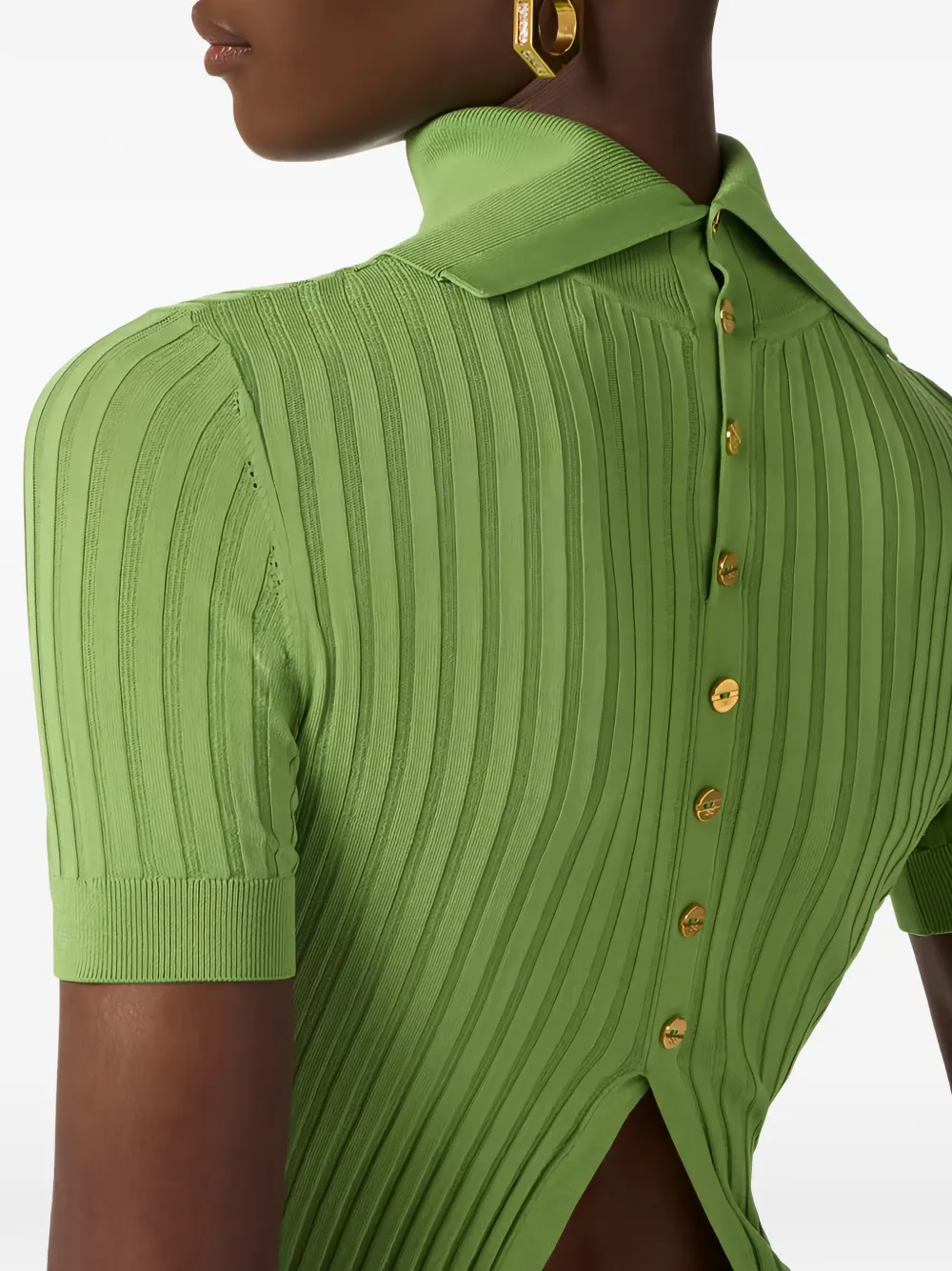 Elisabetta Franchi Trui met open rug en logoknoop Groen