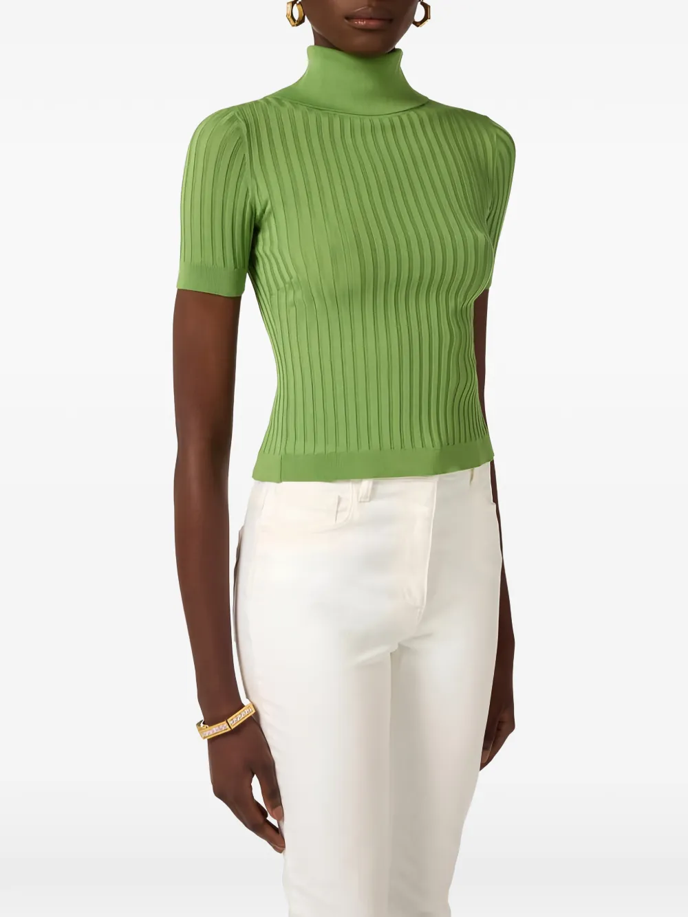 Elisabetta Franchi Trui met open rug en logoknoop Groen