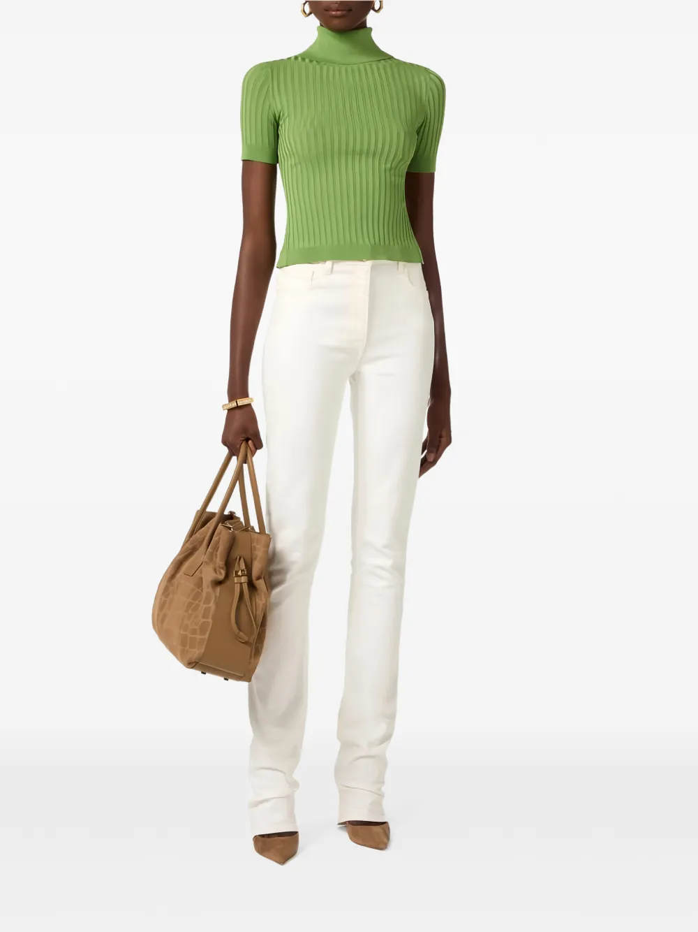  Elisabetta Franchi Open-back Logo-button Sweater - Green 