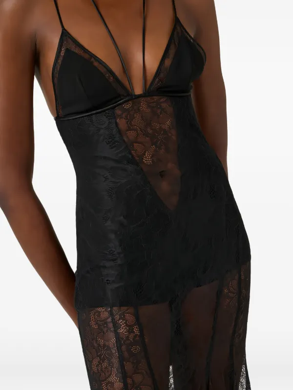 Elisabetta Franchi Floral Lace Maxi Dress | Black | FARFETCH