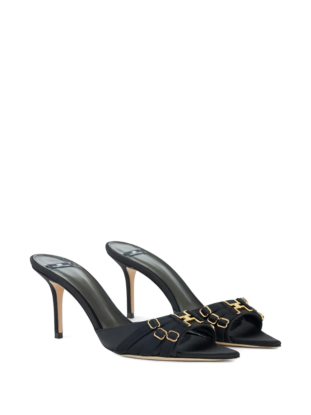 Elisabetta Franchi straps leather heeled mules Zwart