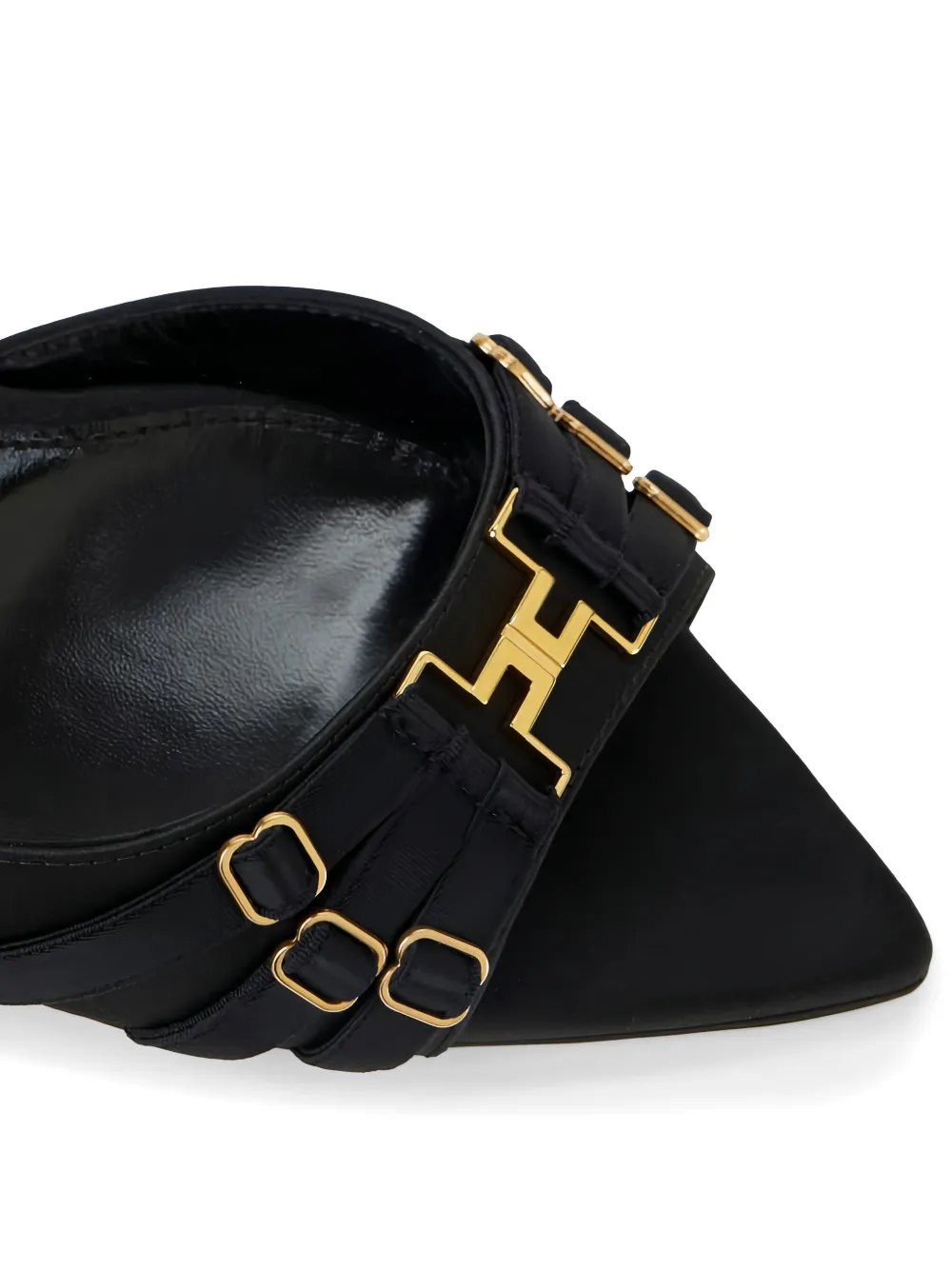 Elisabetta Franchi straps leather heeled mules Zwart