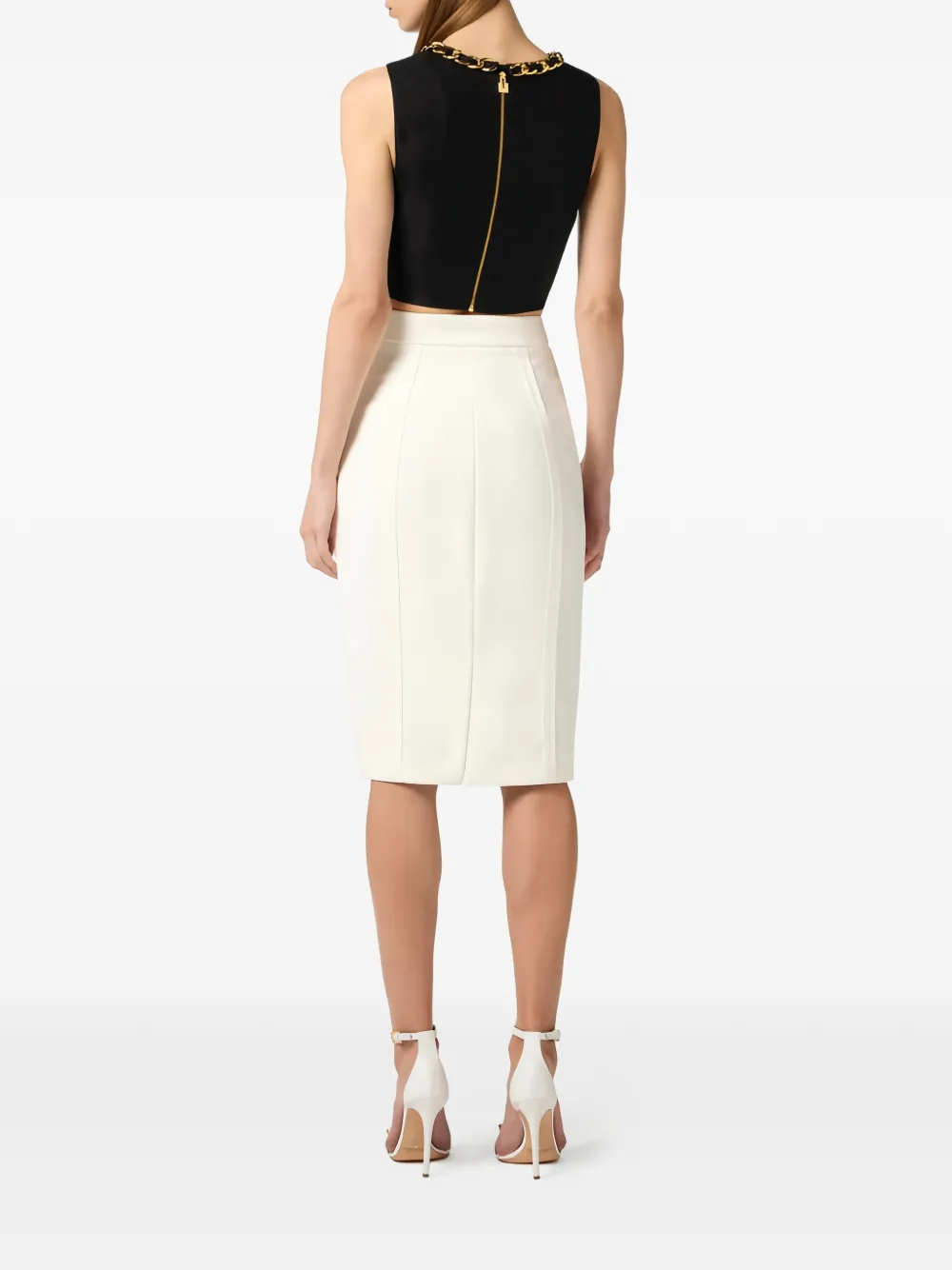 Elisabetta Franchi Cropped top met ketting Zwart
