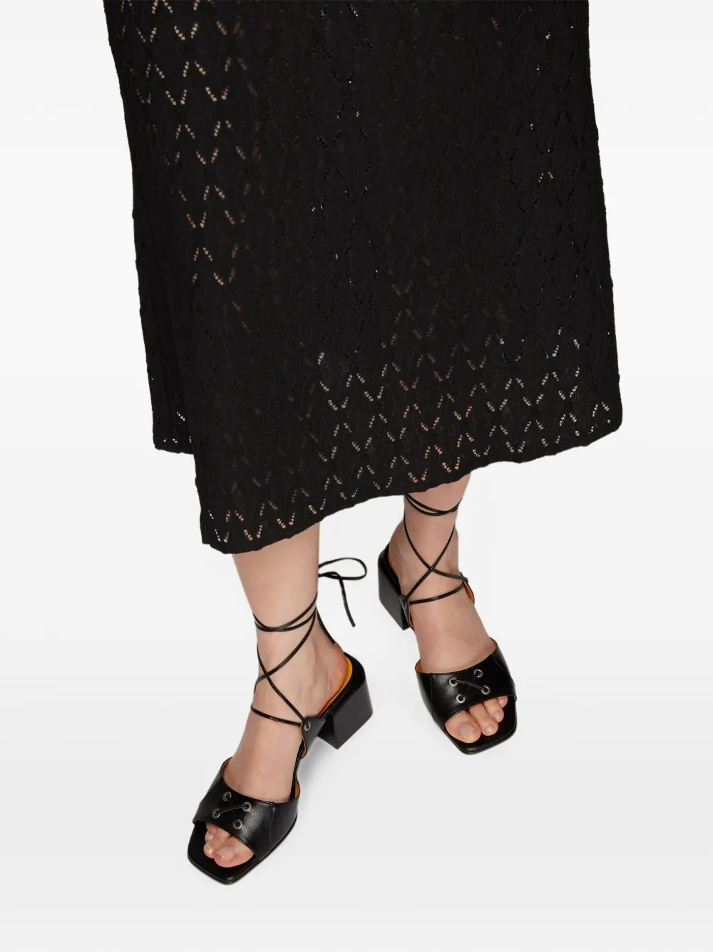 LILI CURIA Faye lace-up leather sandals Zwart