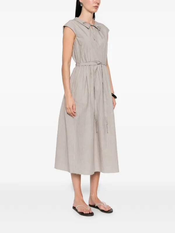 grey sleeveless midi dress Grey Tweed Sleeveless Midi Dress