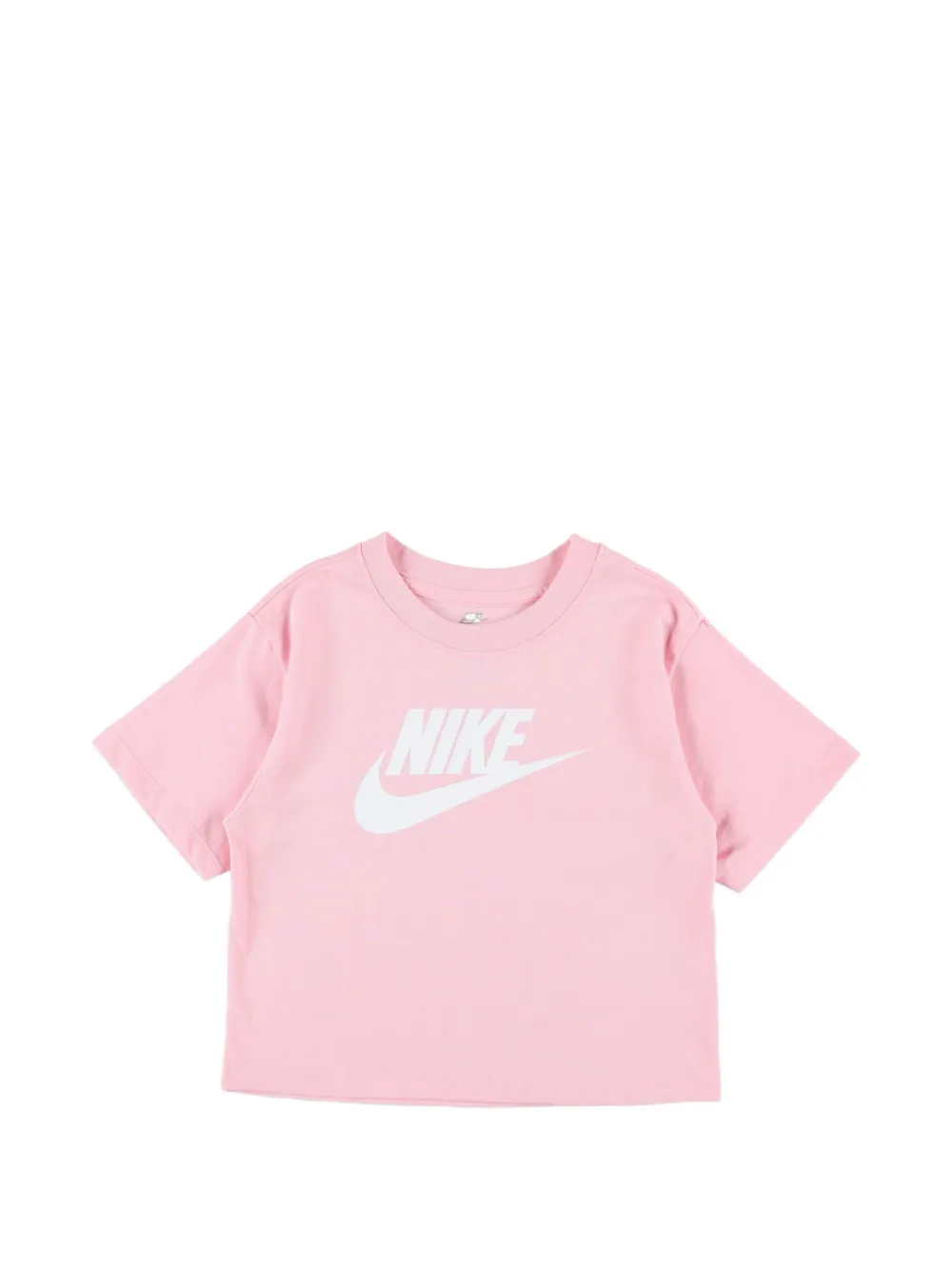 Nike Kids cropped logo-detail T-shirt - Rosa