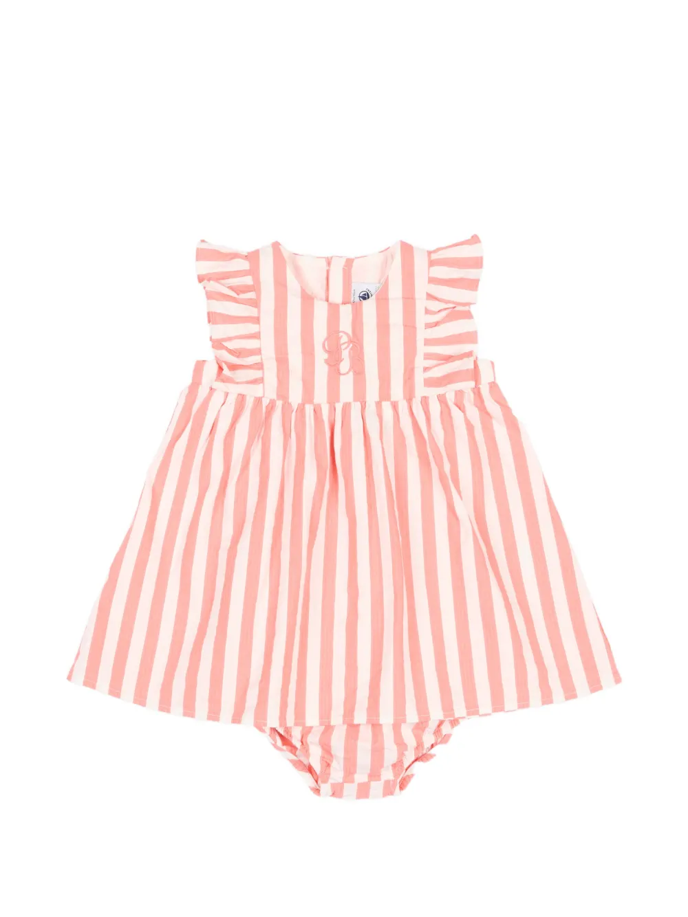 Petit Bateau Gestreepte jurk met ruchemouwen Roze