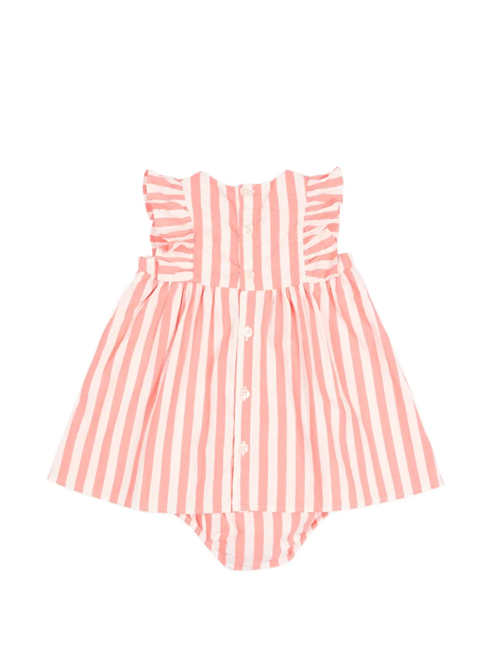 Petit Bateau Gestreepte jurk met ruchemouwen Roze