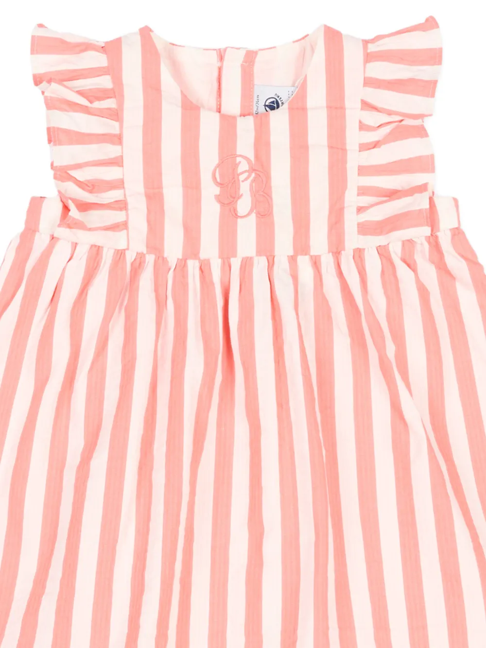 Petit Bateau Gestreepte jurk met ruchemouwen Roze