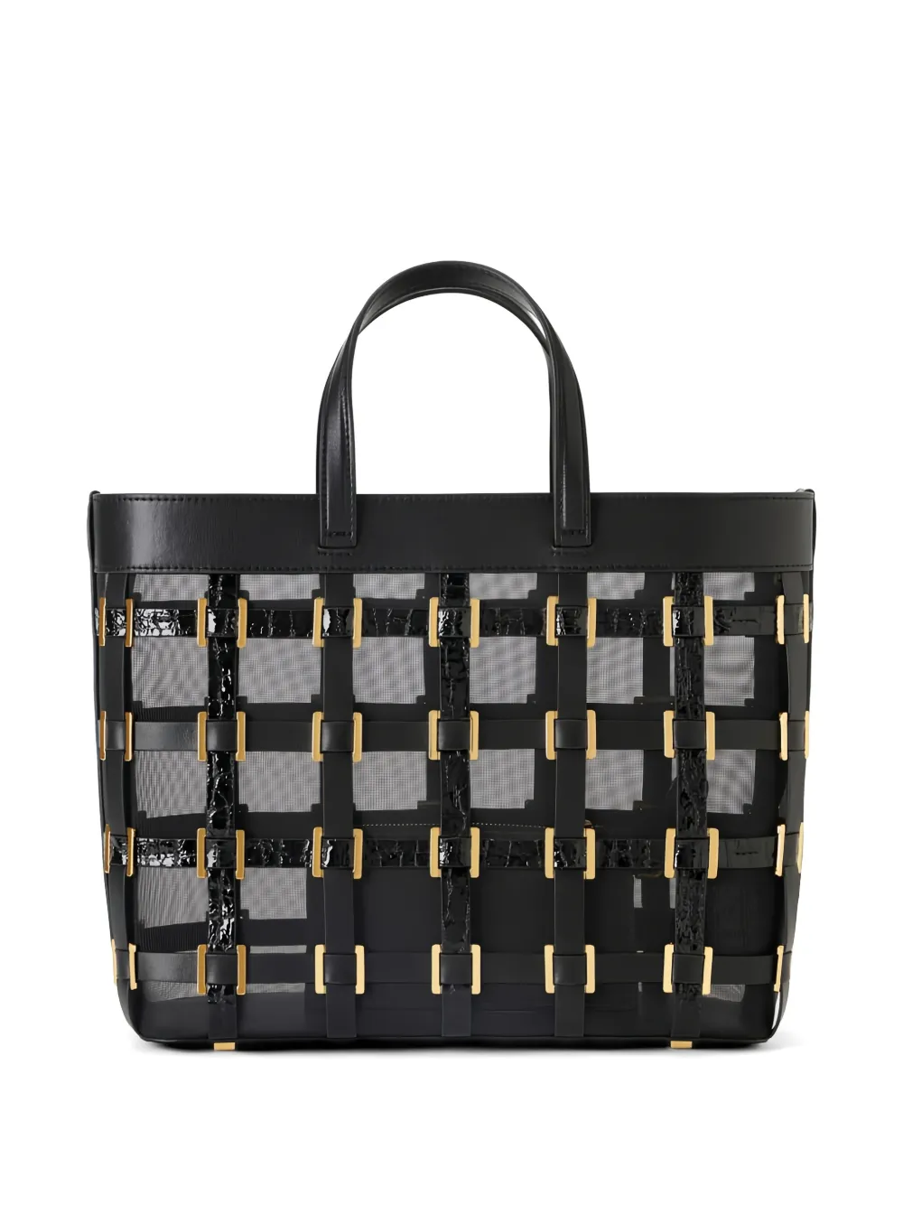 Elisabetta Franchi Kleine mesh shopper met ringen Zwart