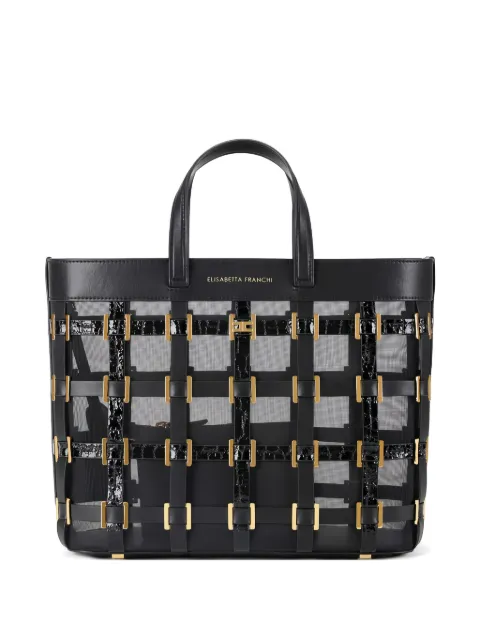 Elisabetta Franchi tote pequeña de malla con anillos