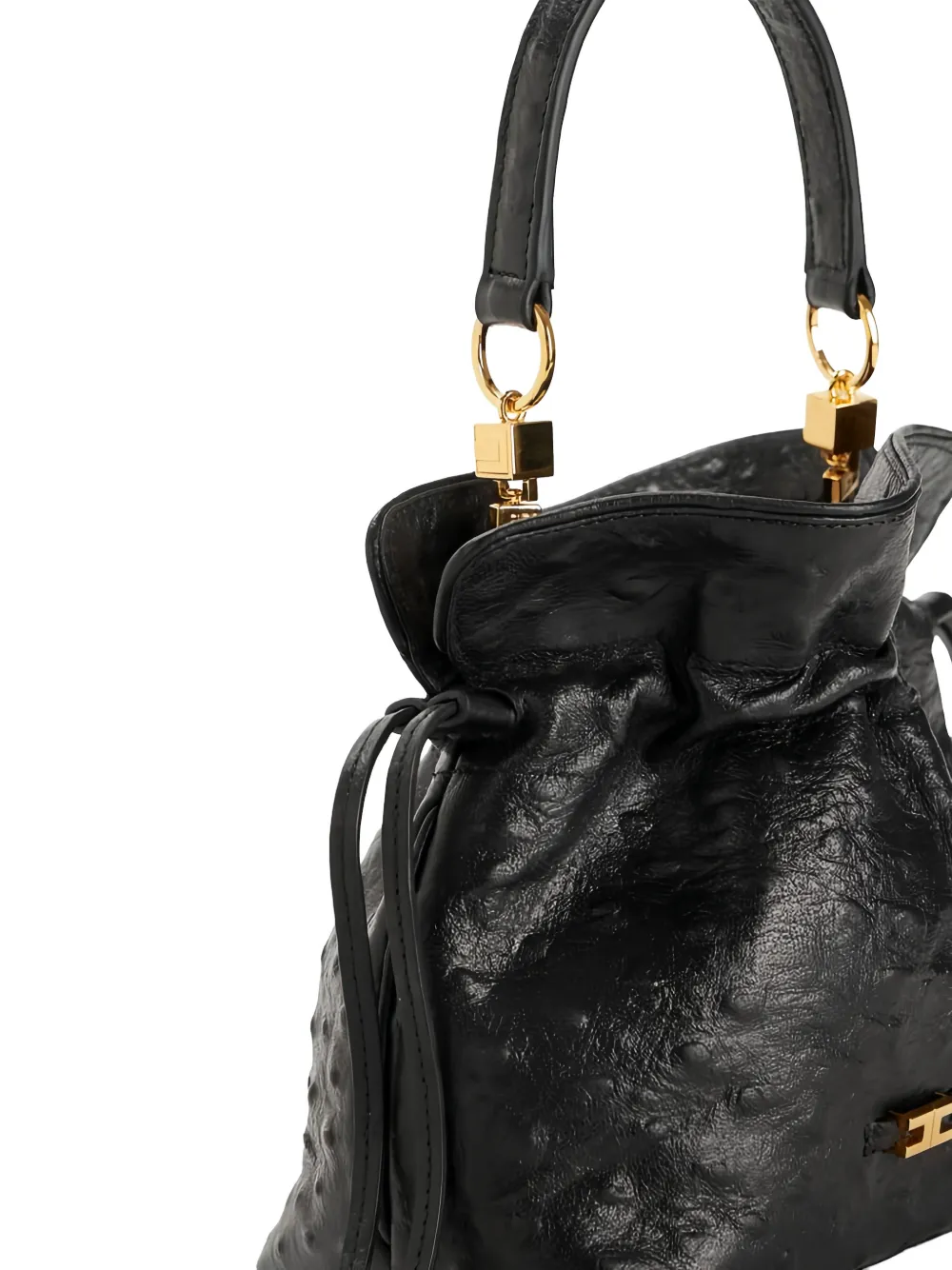 Elisabetta Franchi Leren shopper met trekkoordsluiting Zwart