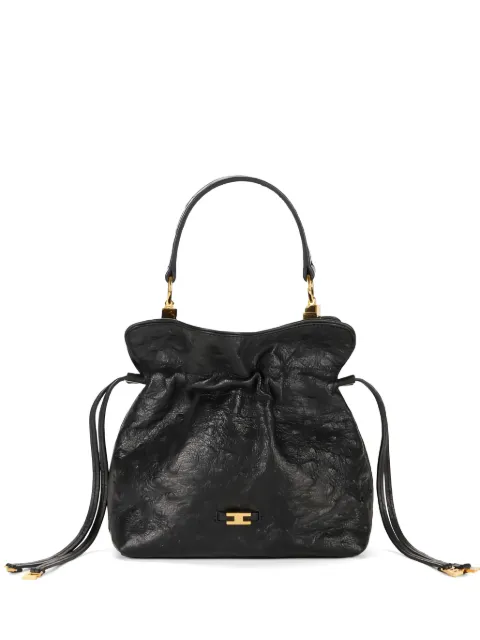 Elisabetta Franchi ostrich-texture drawstring-fatening leather tote bag