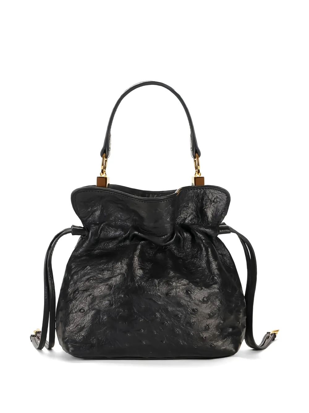 Elisabetta Franchi Leren shopper met trekkoordsluiting Zwart
