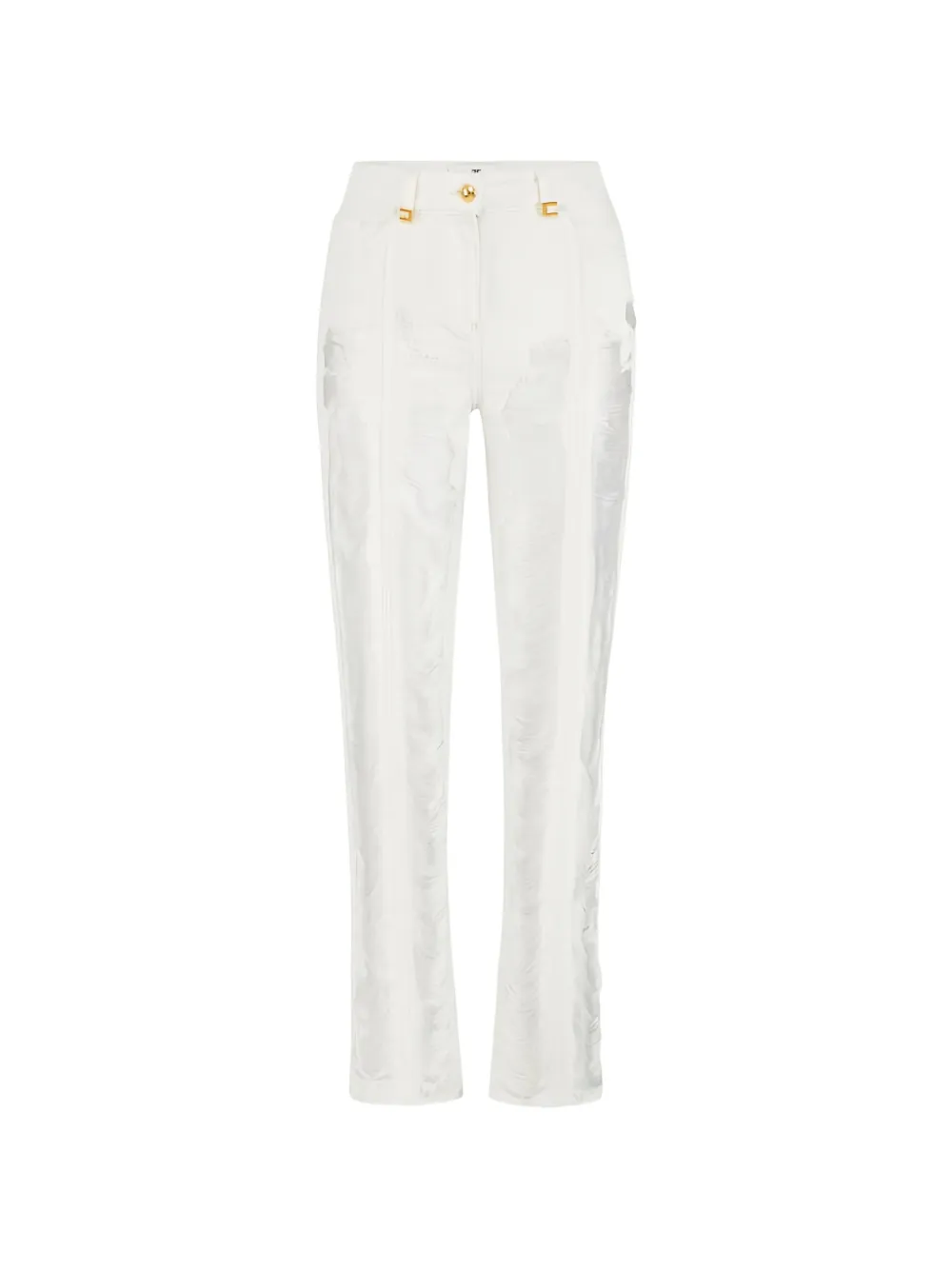 Elisabetta Franchi distressed fringed palazzo jeans - Bianco