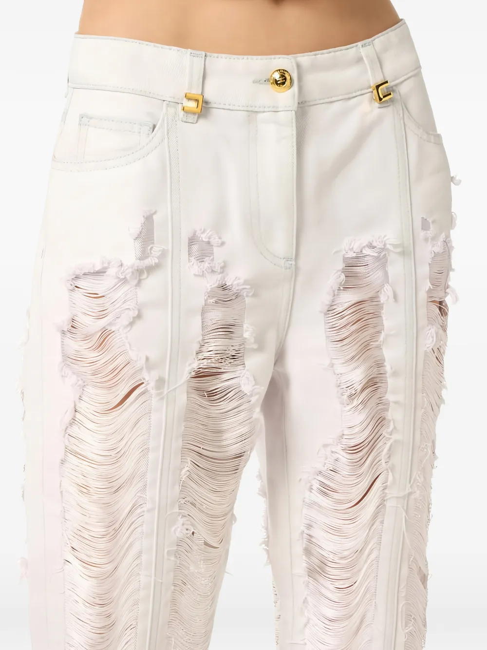 Elisabetta Franchi Palazzo jeans met franje Wit