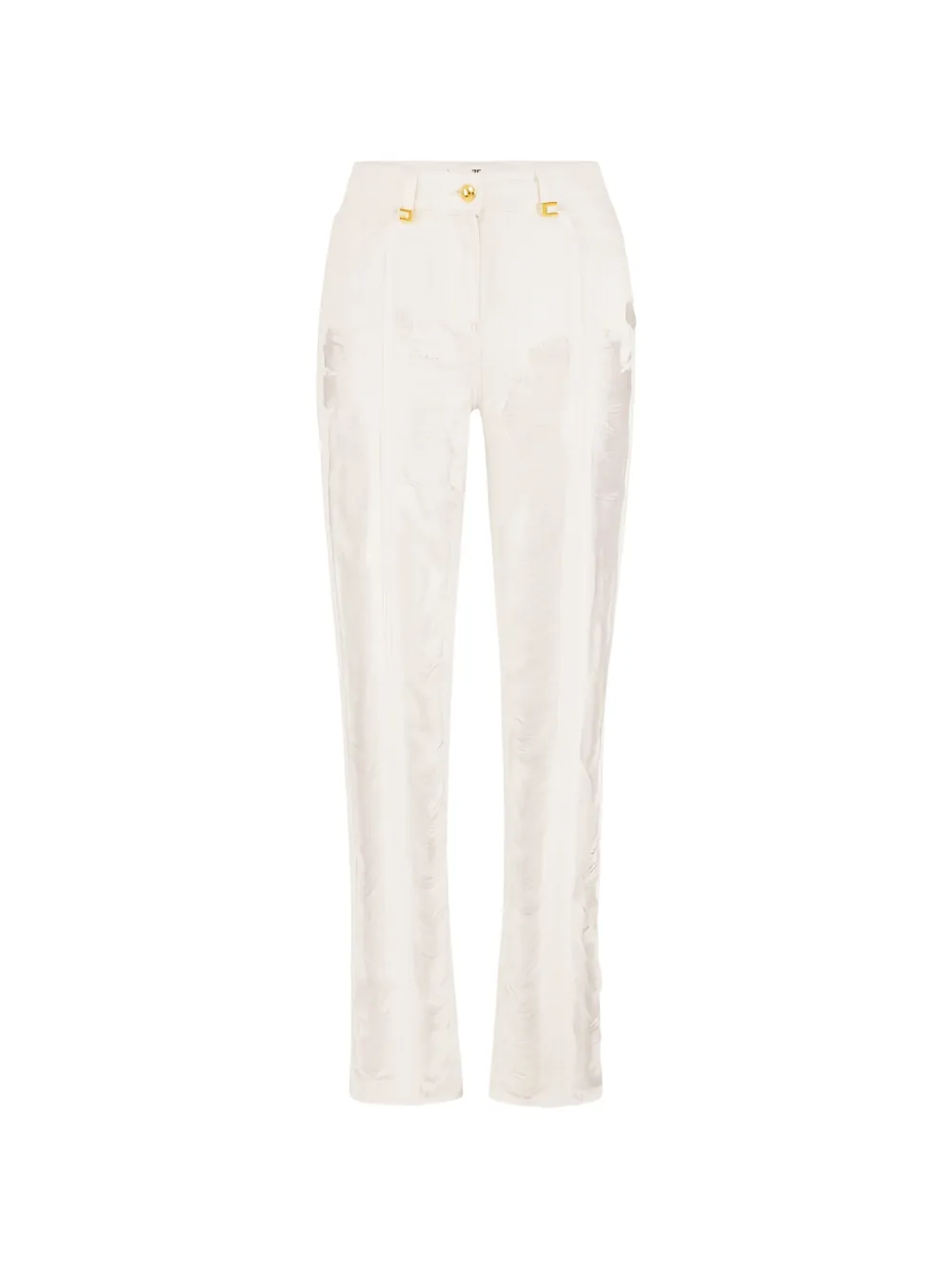 Elisabetta Franchi distressed fringed palazzo jeans - Weiß