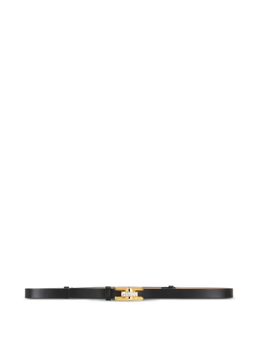 Elisabetta Franchi jewel-embelished logo-plaque leather belt - Nero