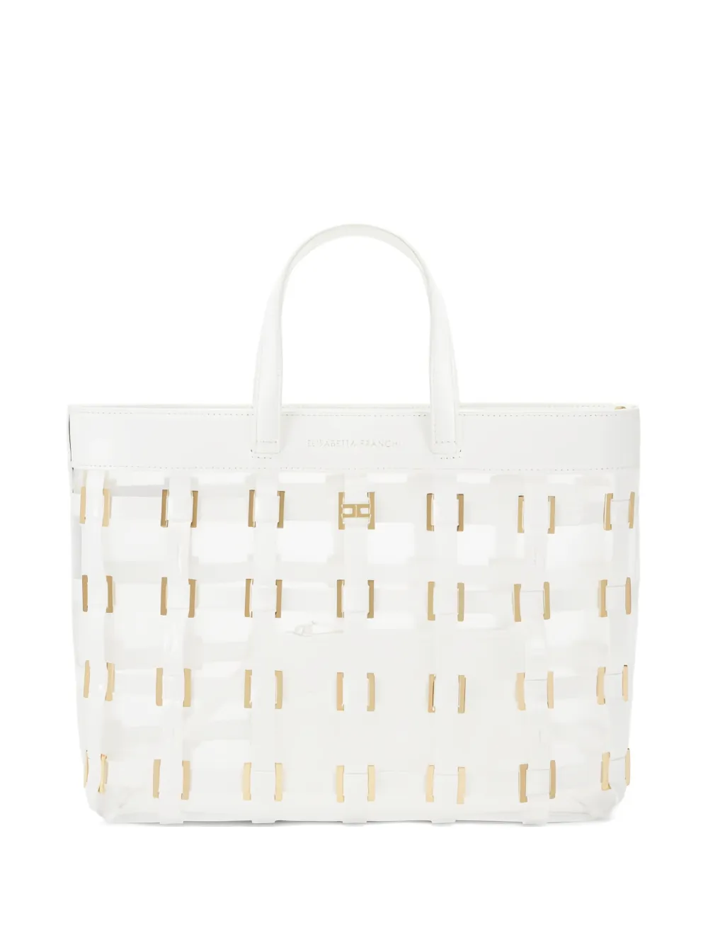 Elisabetta Franchi Borsa tote con anello - Bianco