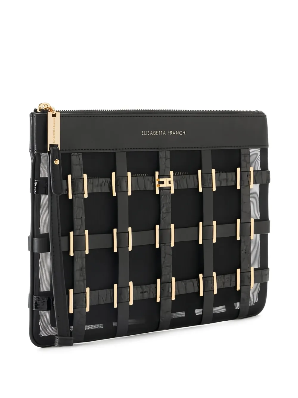  Elisabetta Franchi Ring-details Clutch Bag - Black 