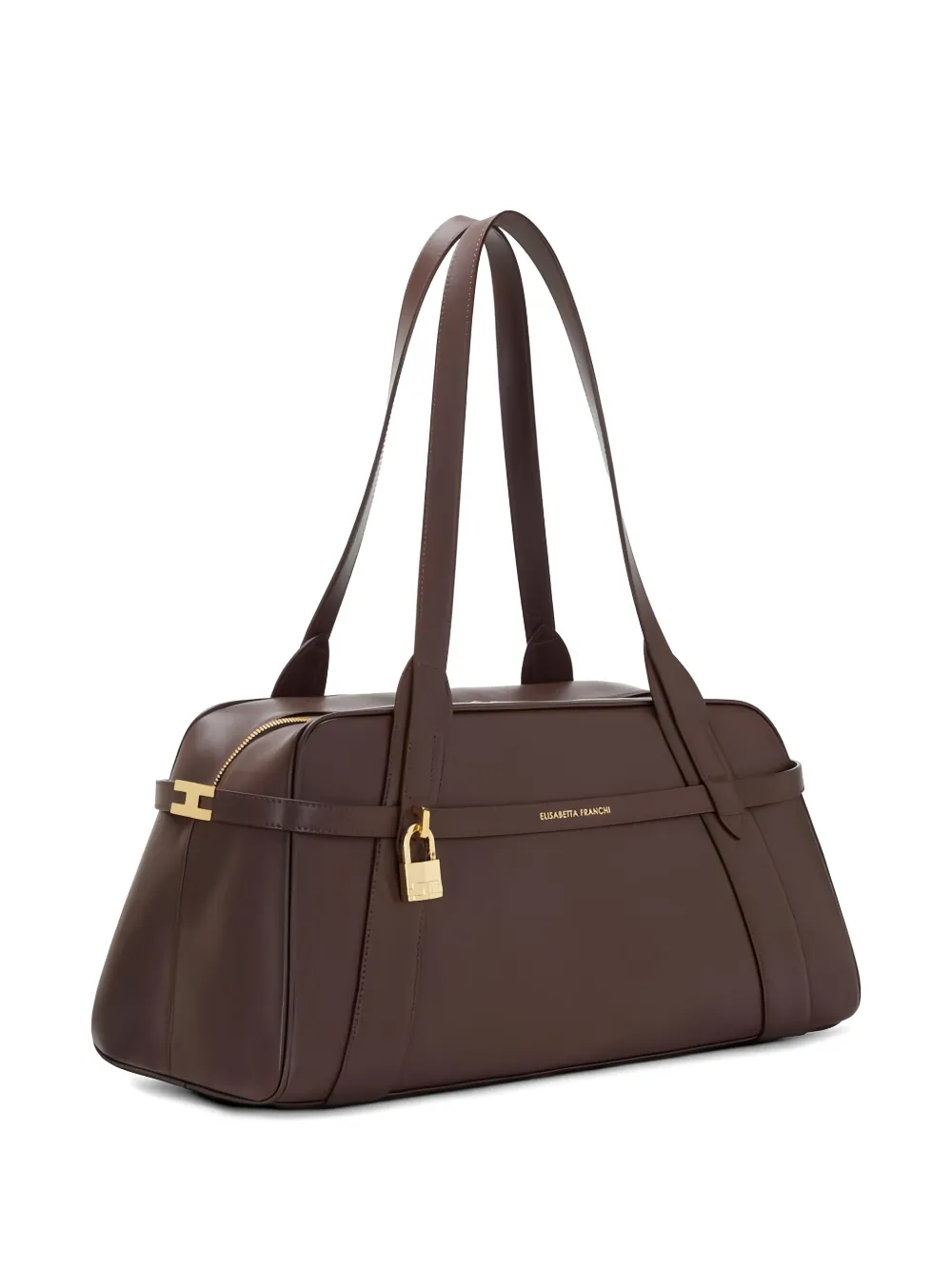 Elisabetta Franchi Schoudertas met slot-detail Bruin