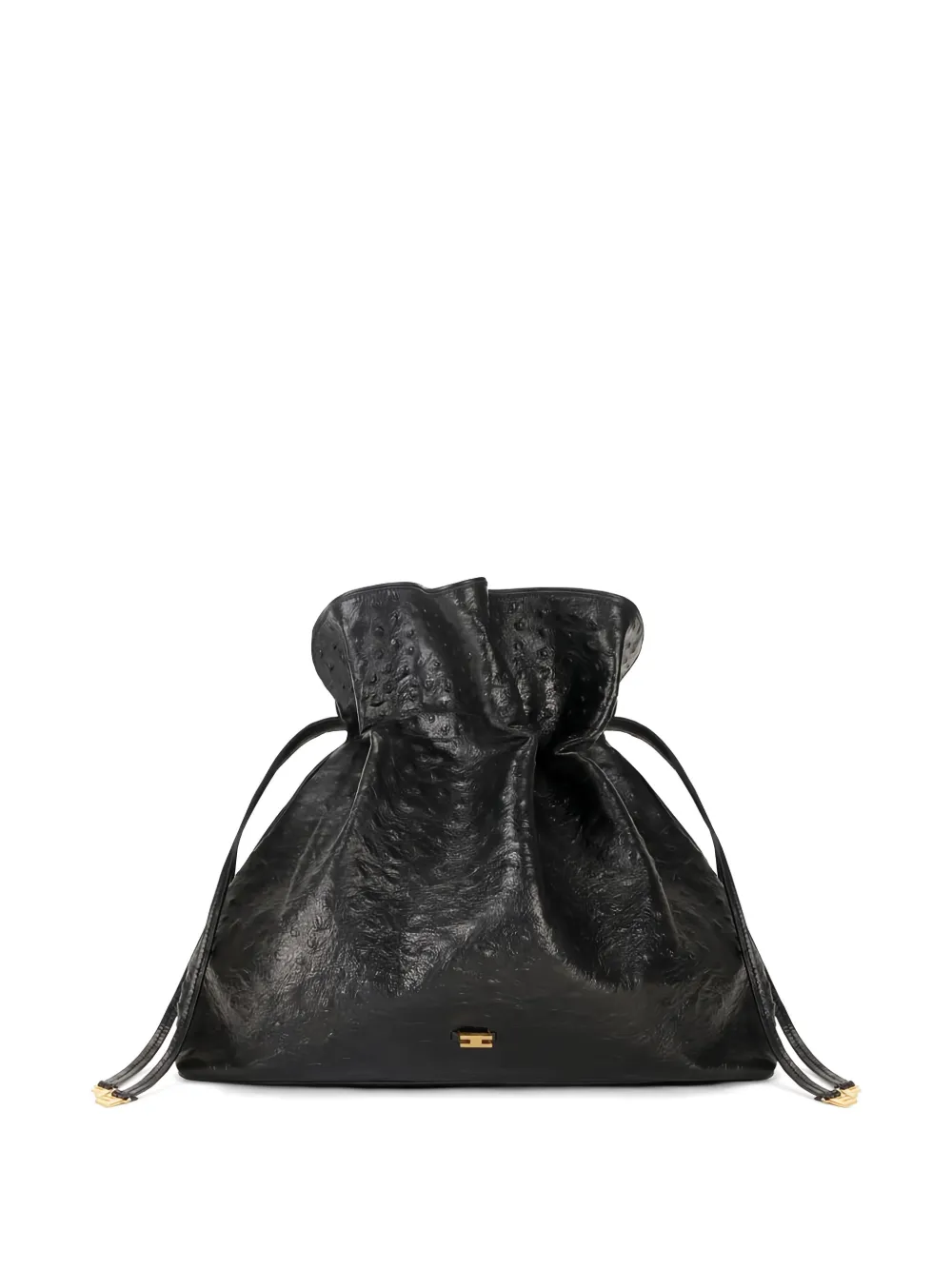 Elisabetta Franchi Leren shopper met struisvogel-print Zwart