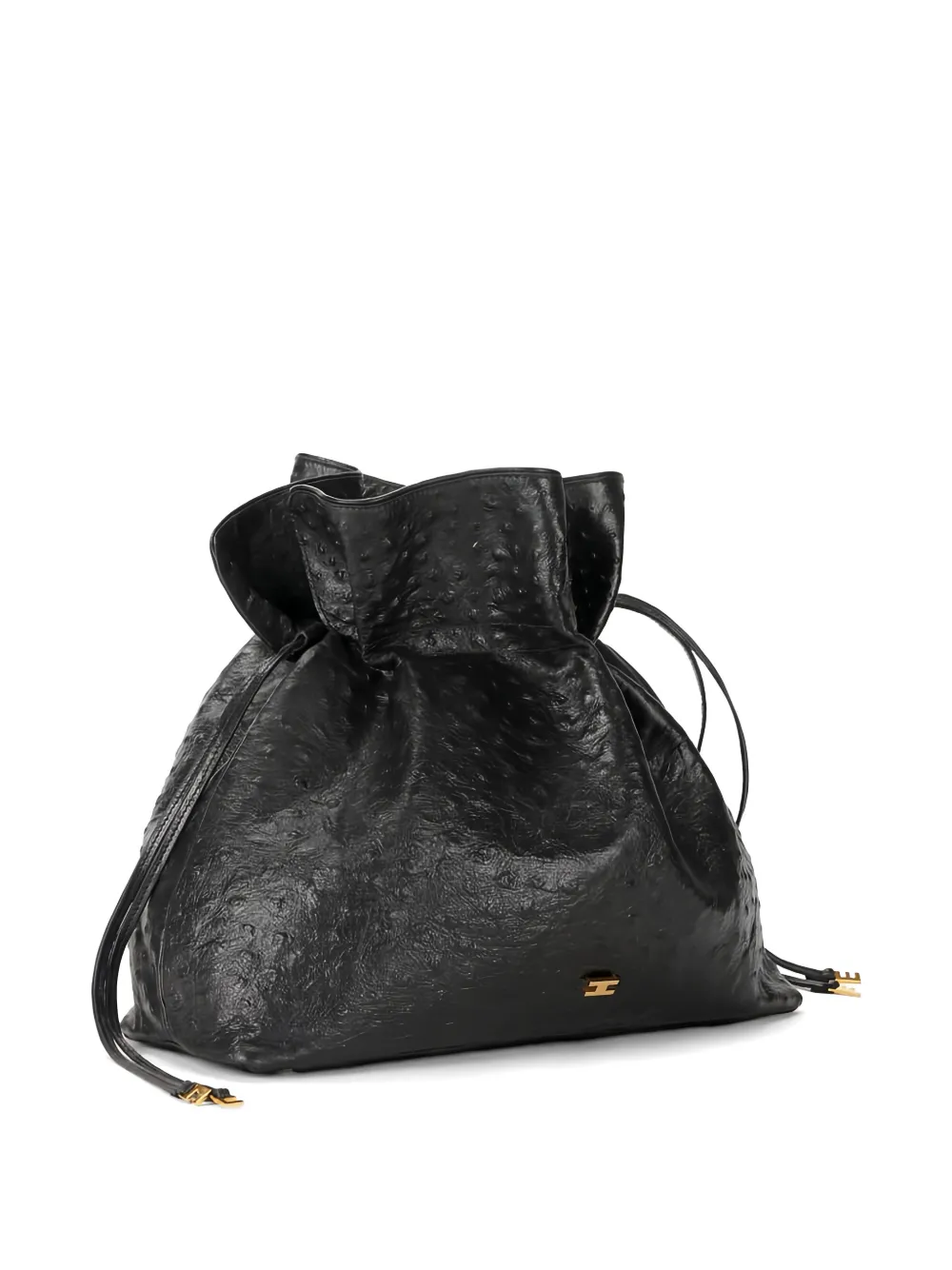 Elisabetta Franchi Leren shopper met struisvogel-print Zwart